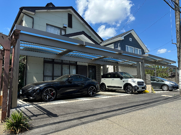 3台用カーポートを連棟した様な外構　～立川市～
